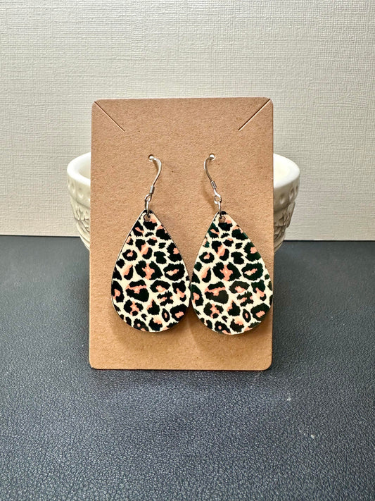 Black/Brown Cheetah Teardrop Earrings