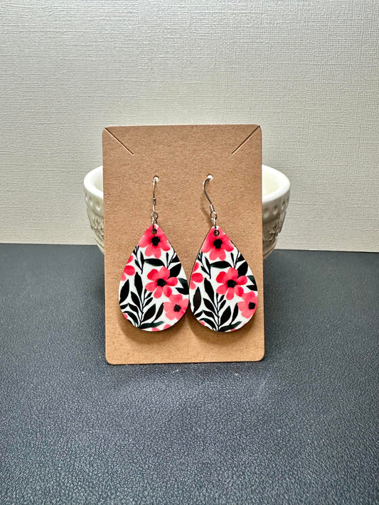 Pink Tropical Teardrop Earrings