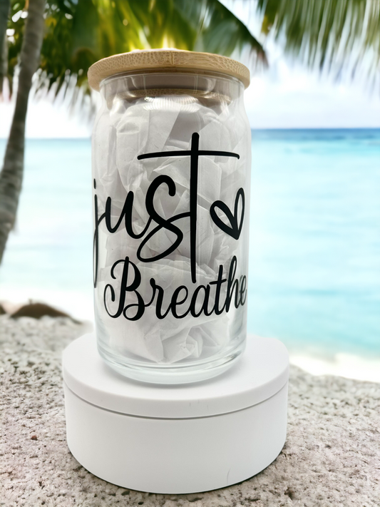 16oz Just Breathe Glass Cup