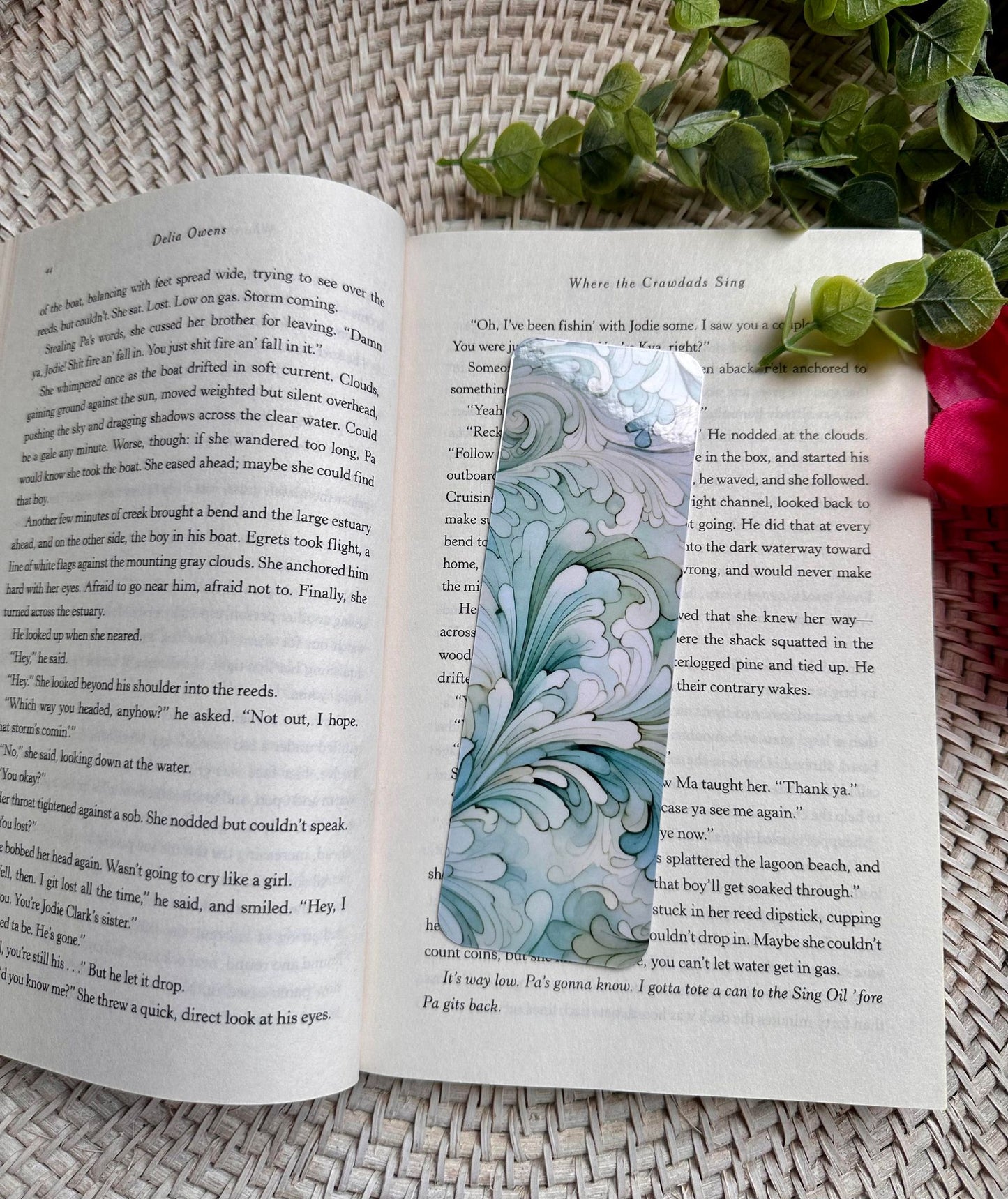 Teal & White Bookmark