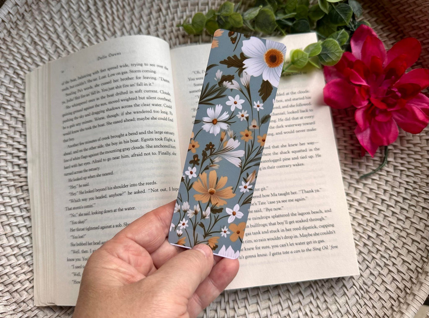 Gray Floral Bookmark