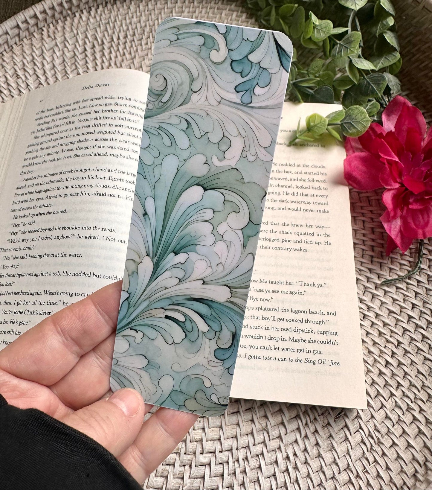 Teal & White Bookmark