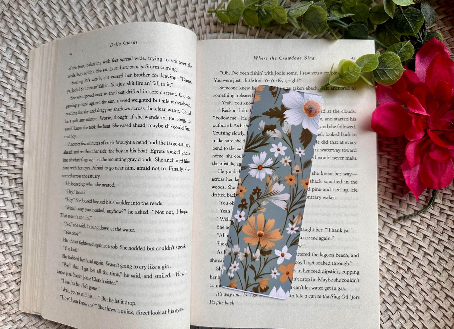 Gray Floral Bookmark