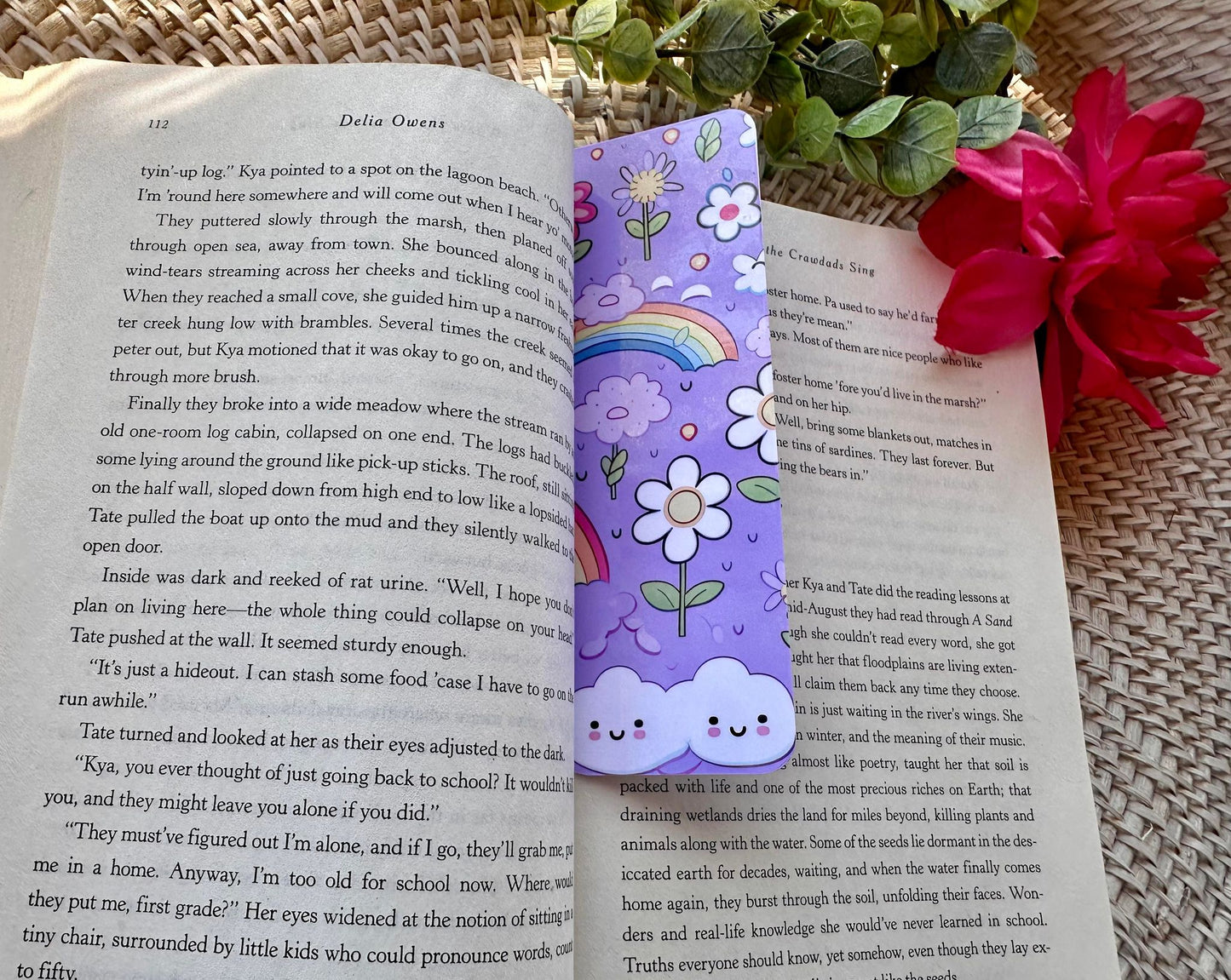 Purple Rainbow & Flower Bookmark
