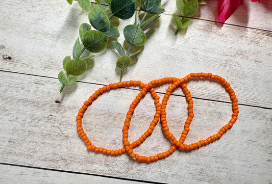 Orange Seed Bead Stretch Bracelet