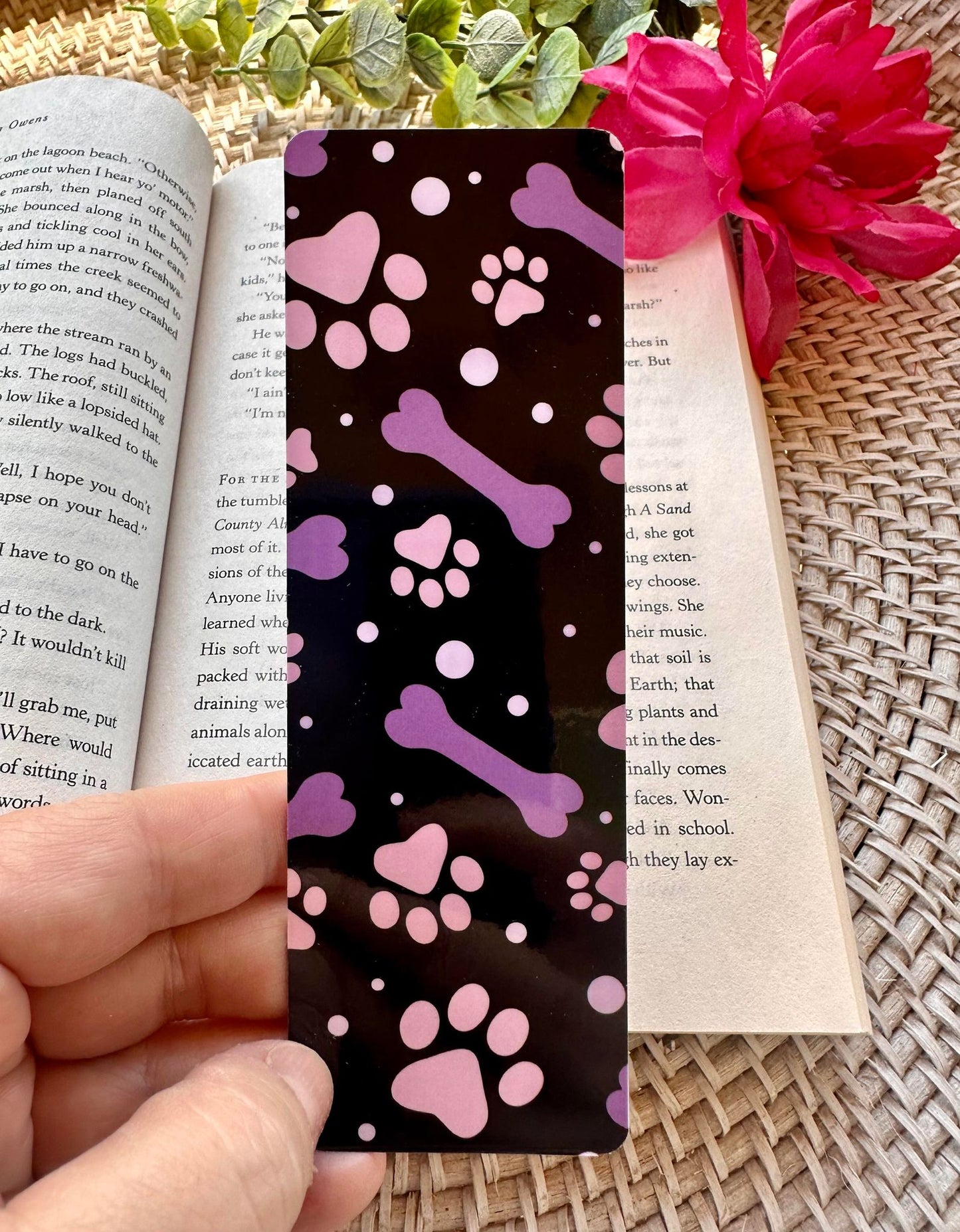 Purple Dog Bone & Pawprint Bookmark