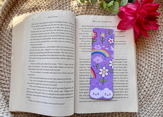 Purple Rainbow & Flower Bookmark