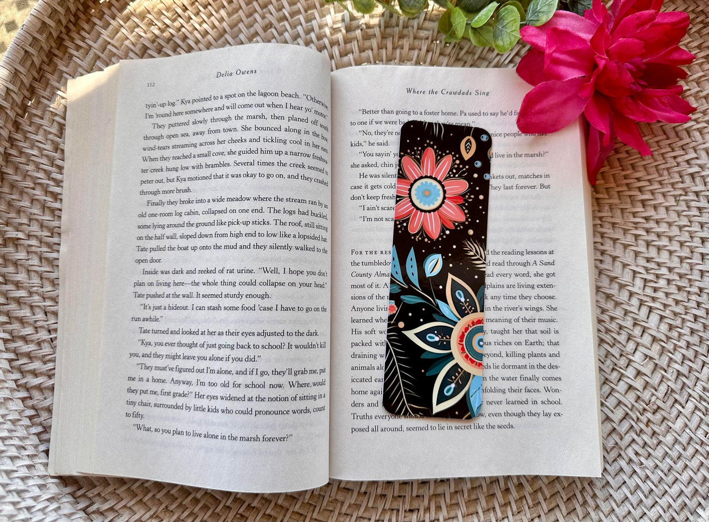 Coral Floral Bookmark