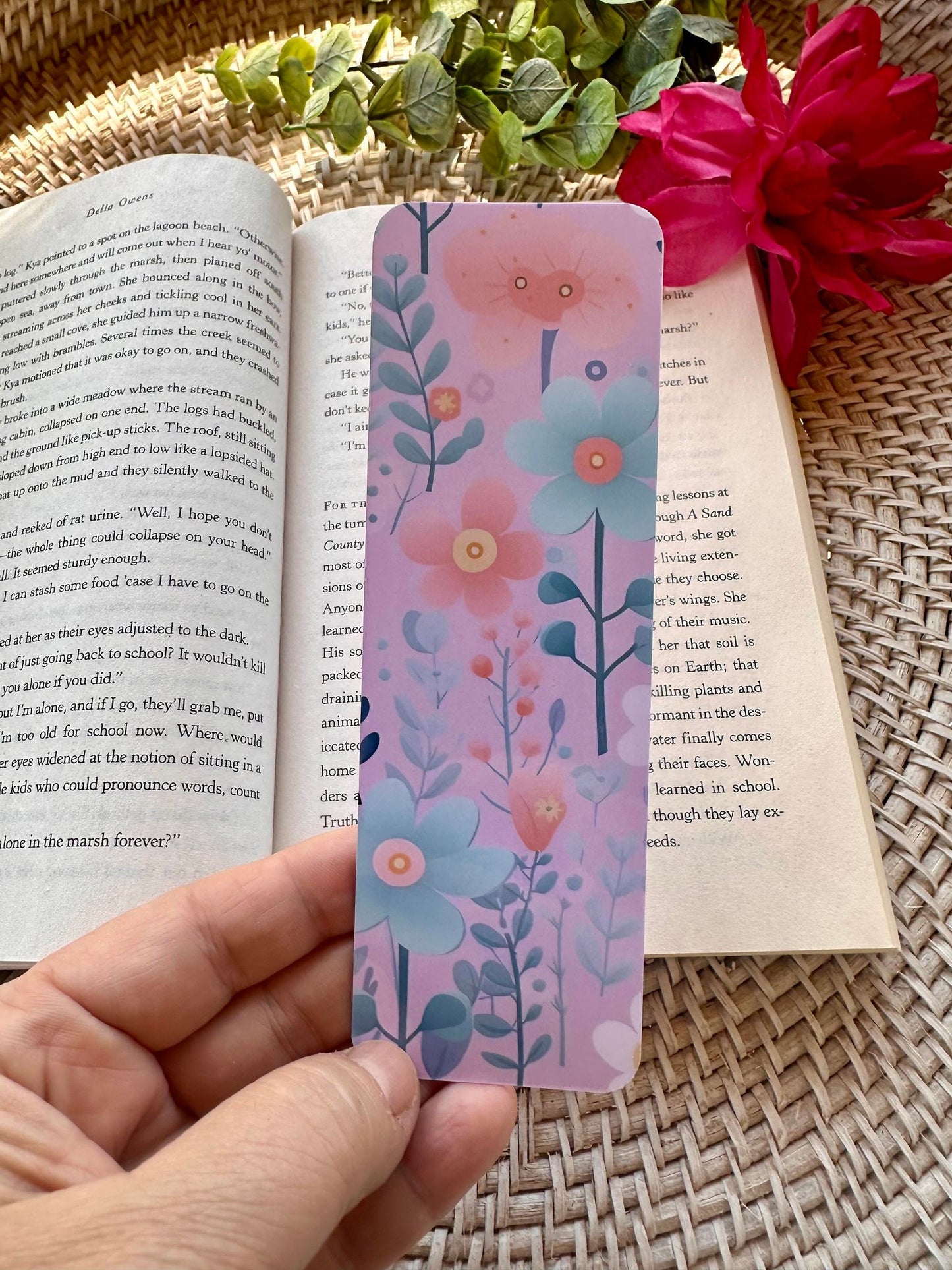 Pink & Blue Floral Bookmark