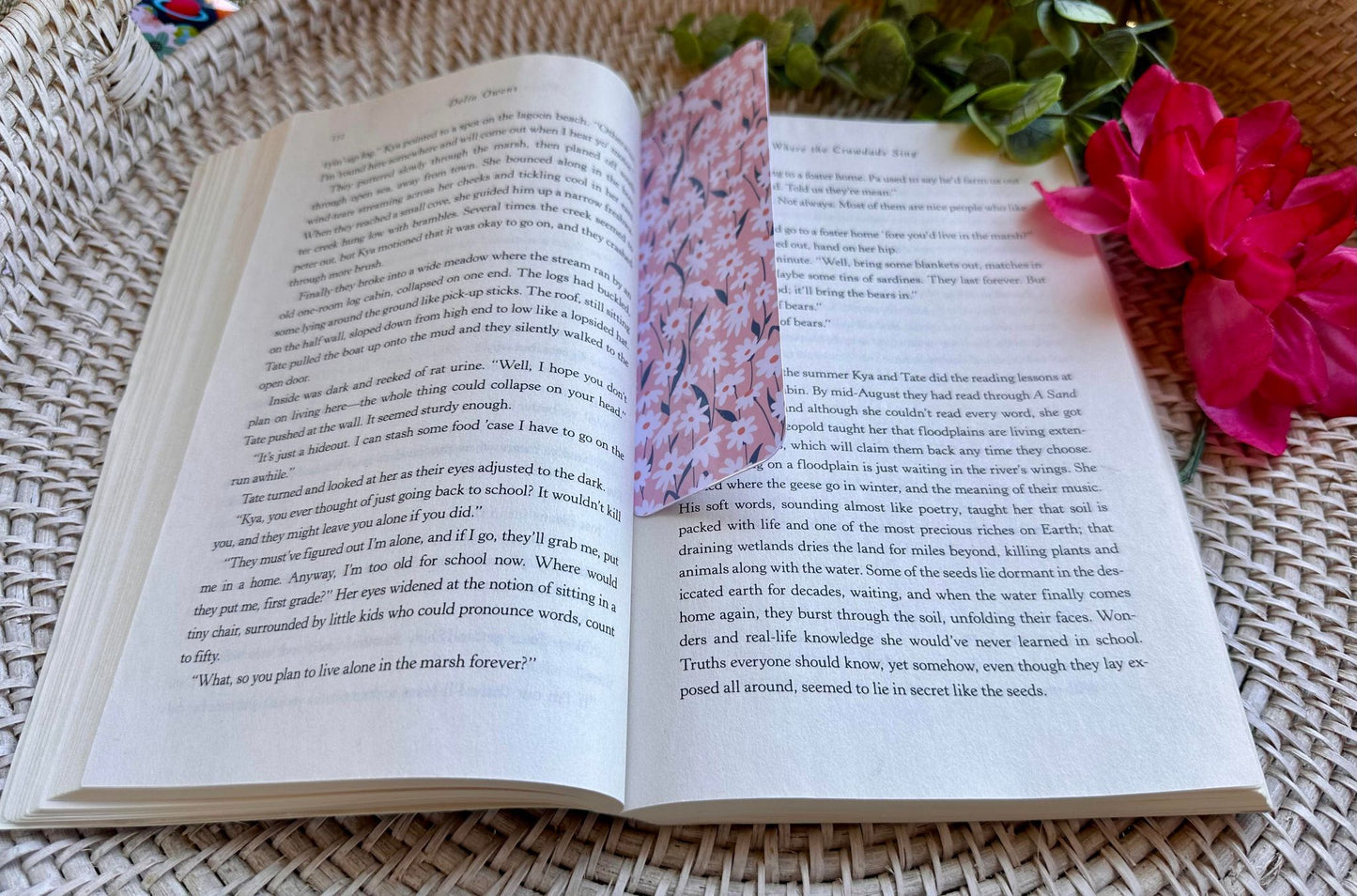 Purple & White Floral Bookmark