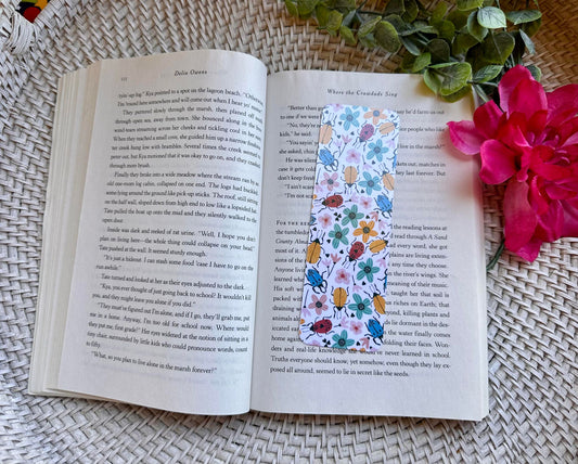 Colorful Bugs & Flowers Bookmark