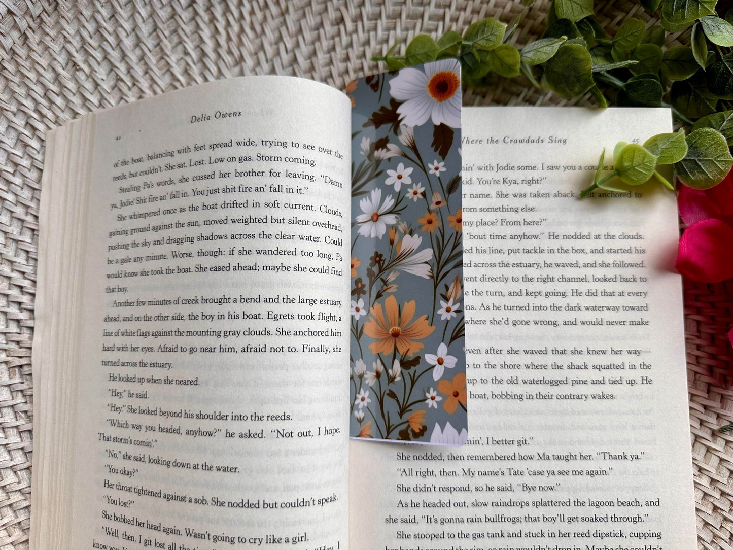 Gray Floral Bookmark