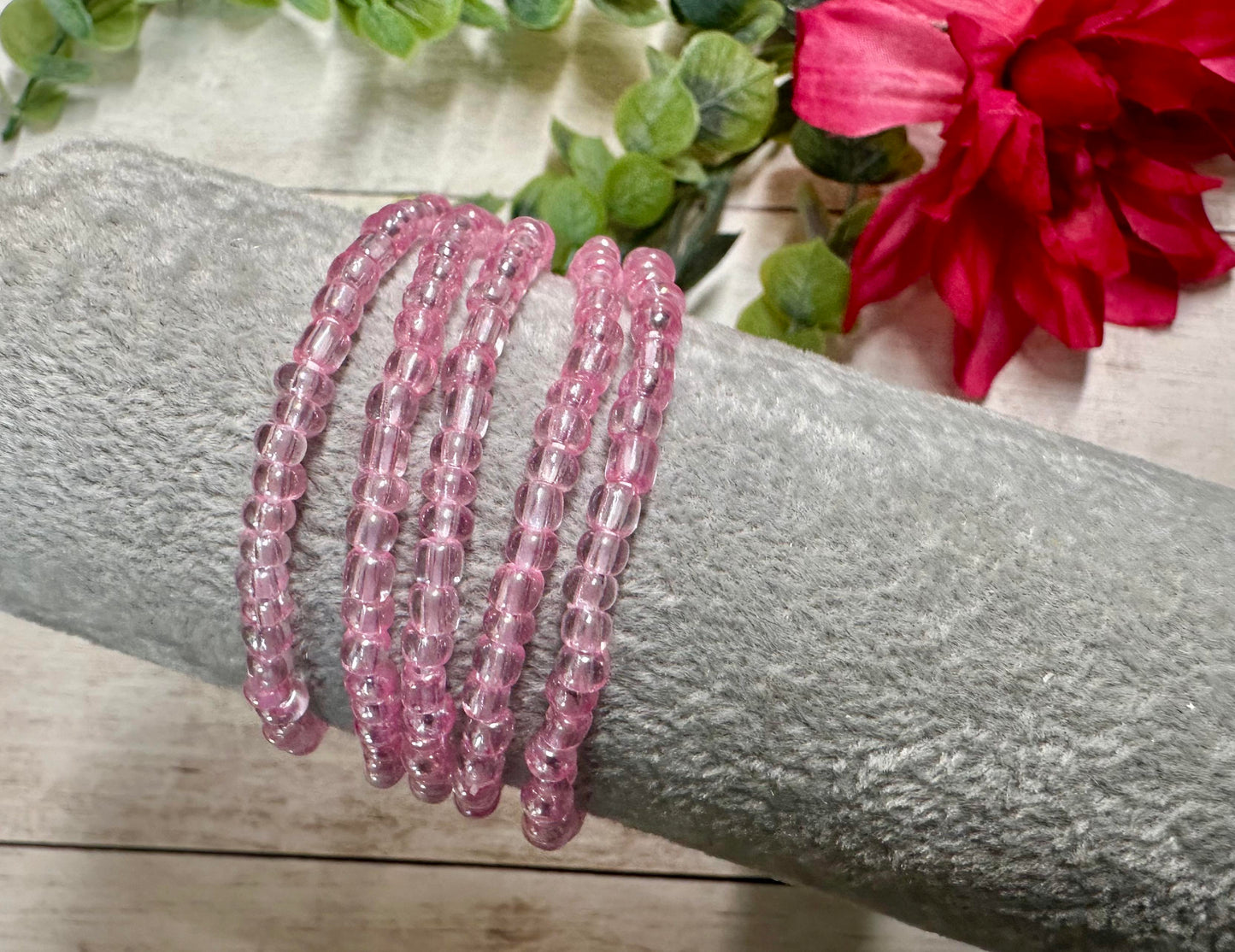 Light Pink Luster Seed Bead Bracelet