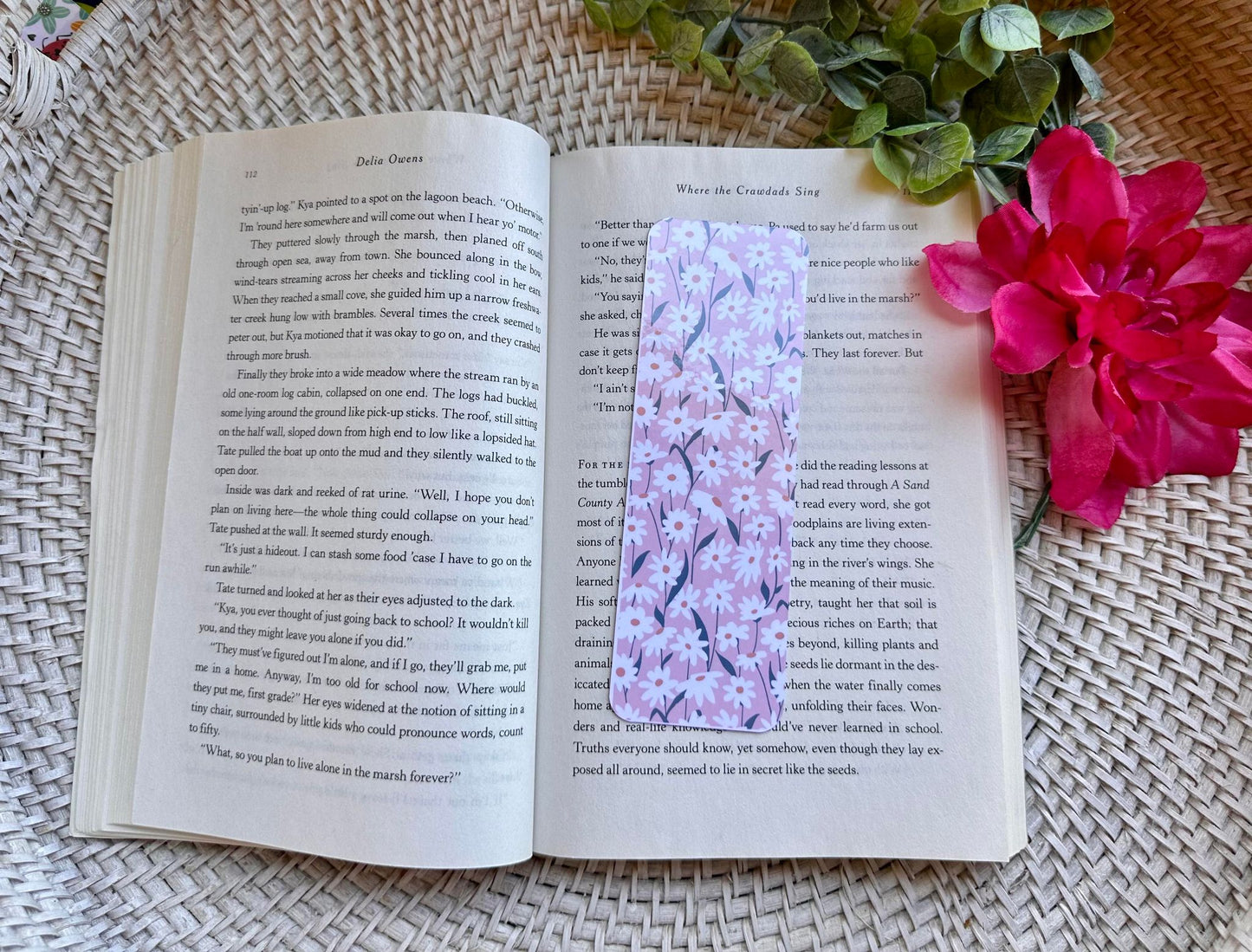 Purple & White Floral Bookmark