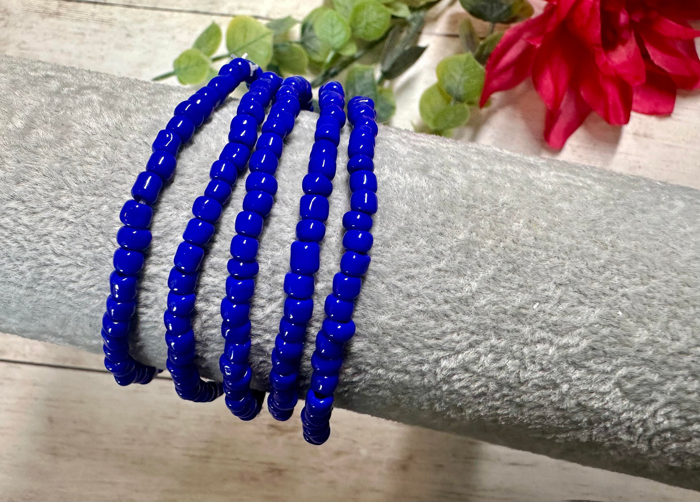 Royal Blue Seed Bead Stretch Bracelet