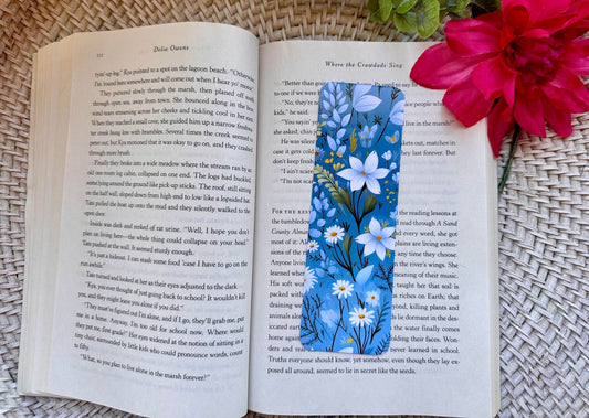 Blue Floral Bookmark