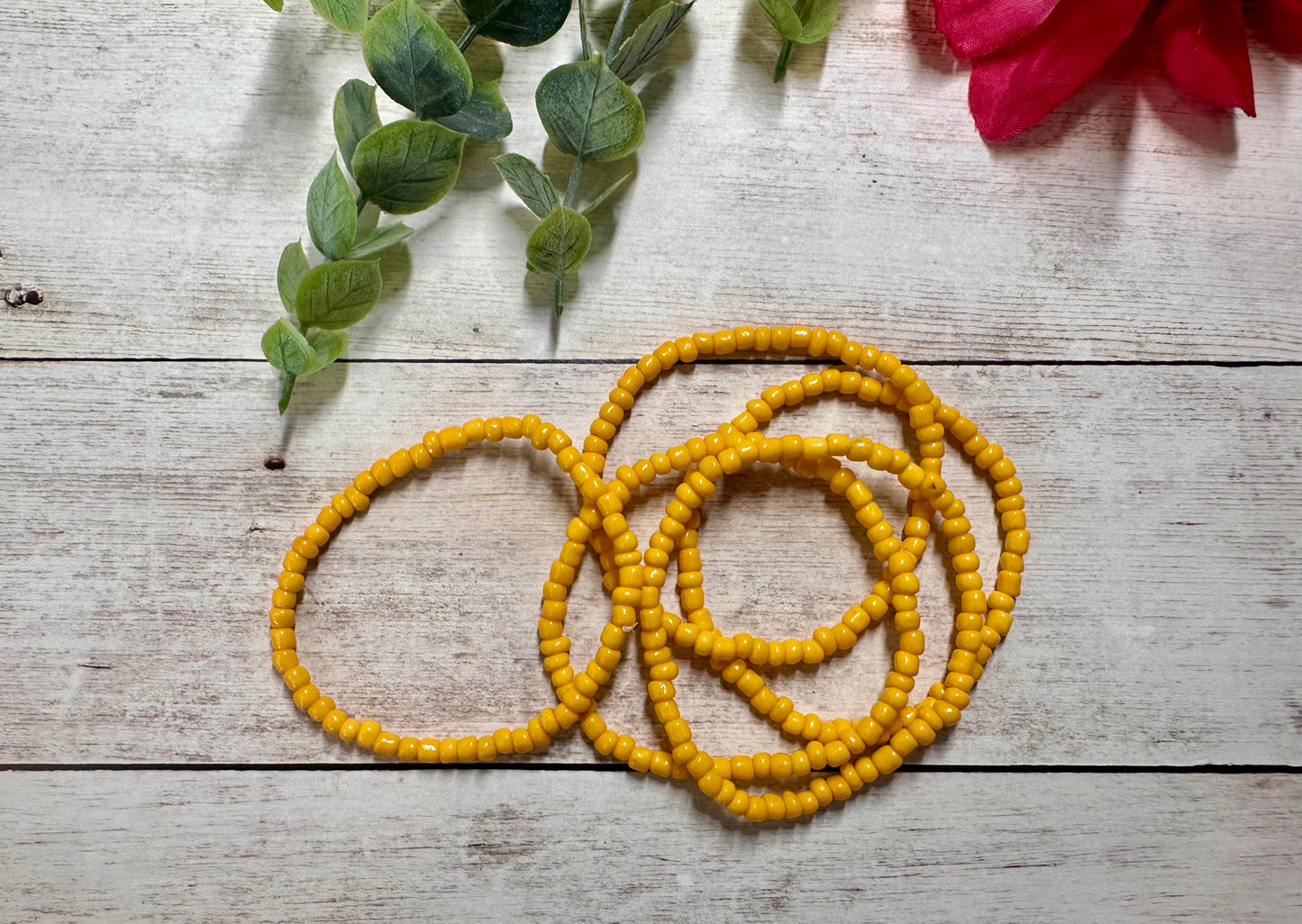 Sun Yellow Seed Bead Stretch Bracelet