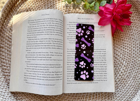 Purple Dog Bone & Pawprint Bookmark