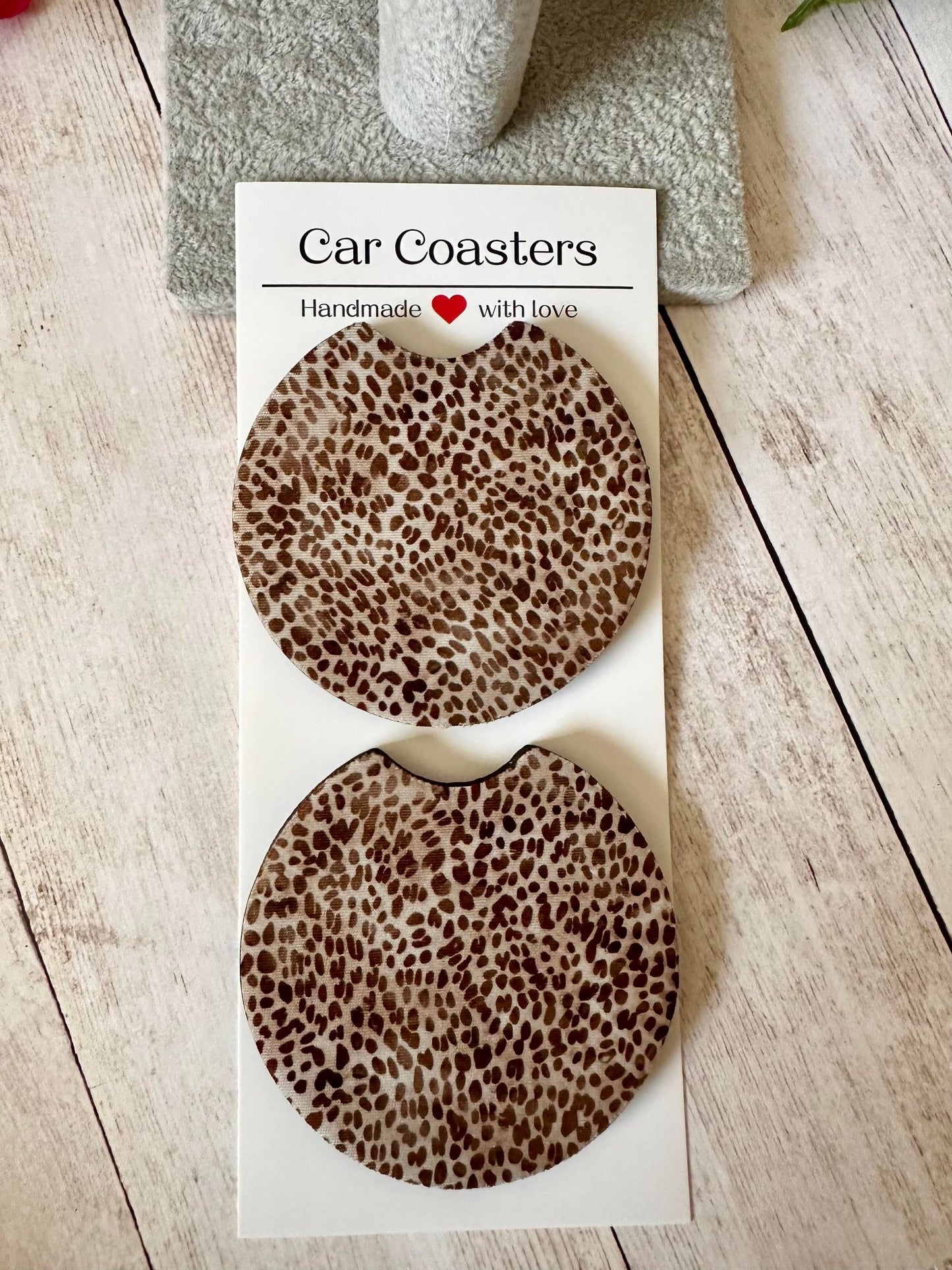 Brown Spotted Car Coaster