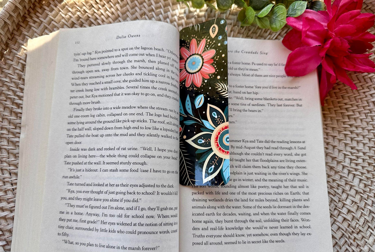 Coral Floral Bookmark