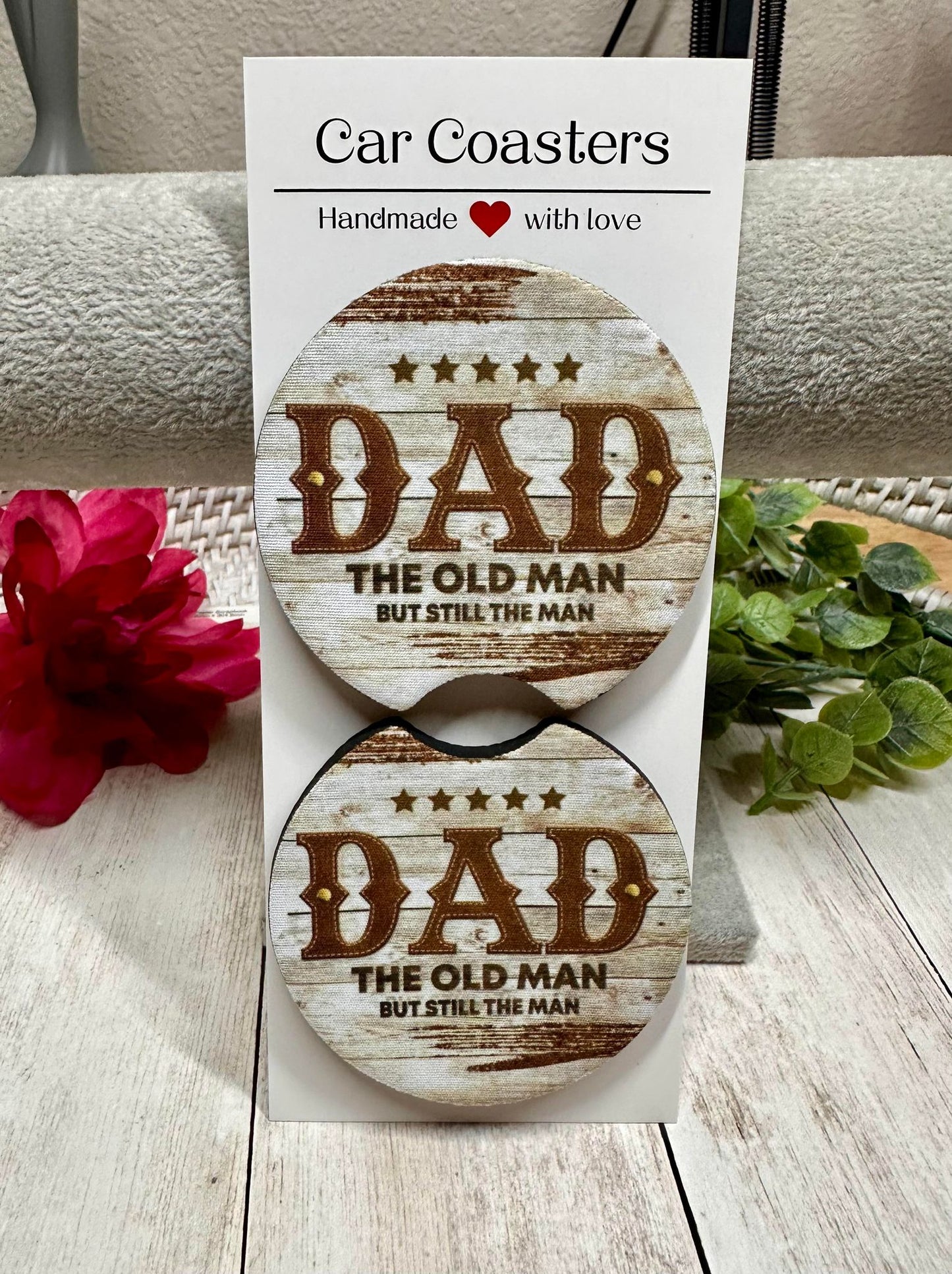 Rustic Dad Car Coaster