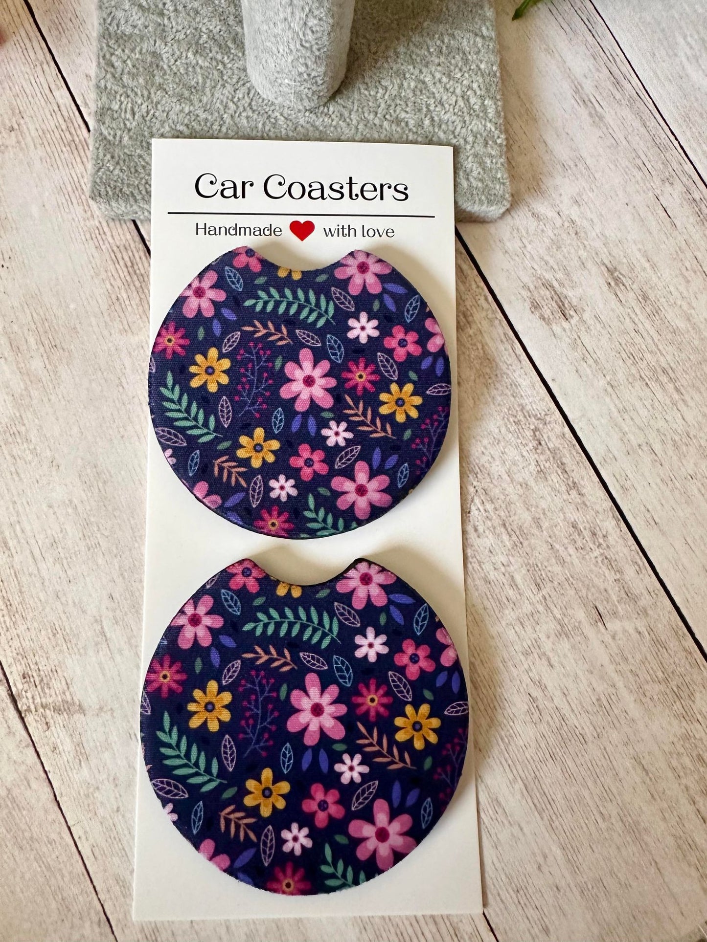 Pink/Magenta Multi Flower Car Coaster