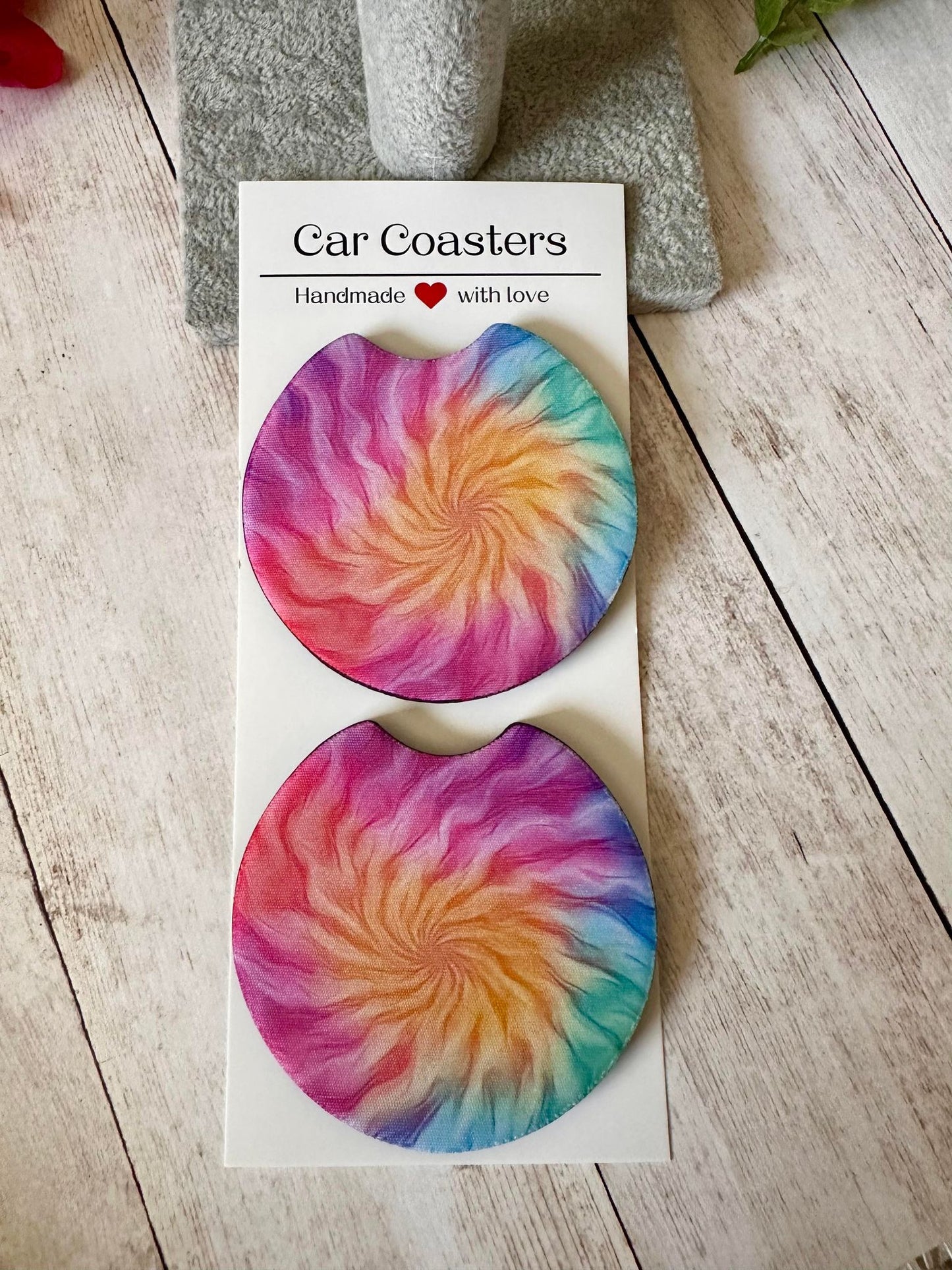Bright Tie Dye Car Coaster
