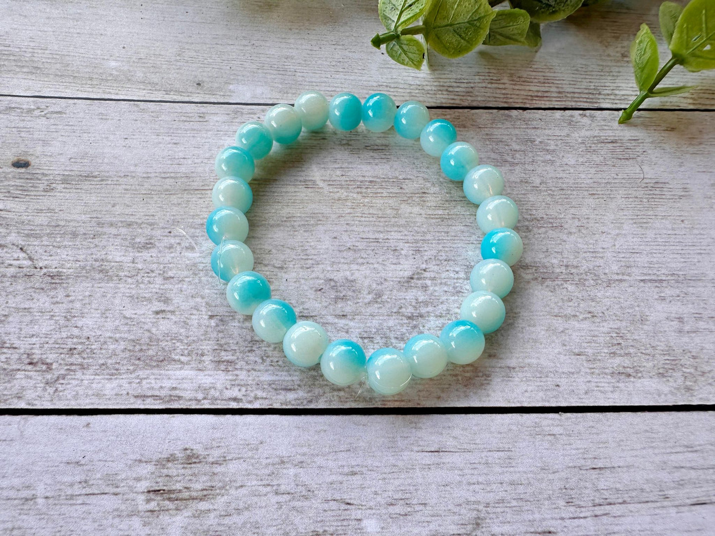 Blue & White Opaque Stretch Bracelet