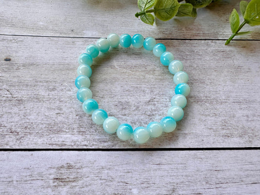 Blue & White Opaque Stretch Bracelet