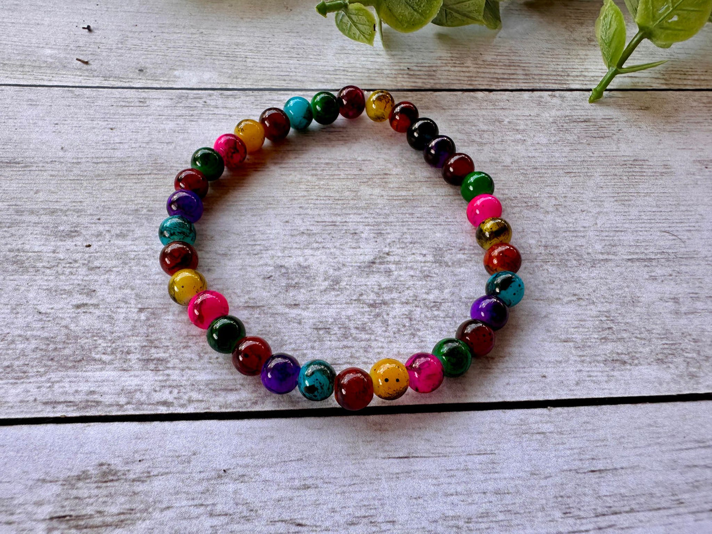 Multi Colored Crackle Stretch Bracelet