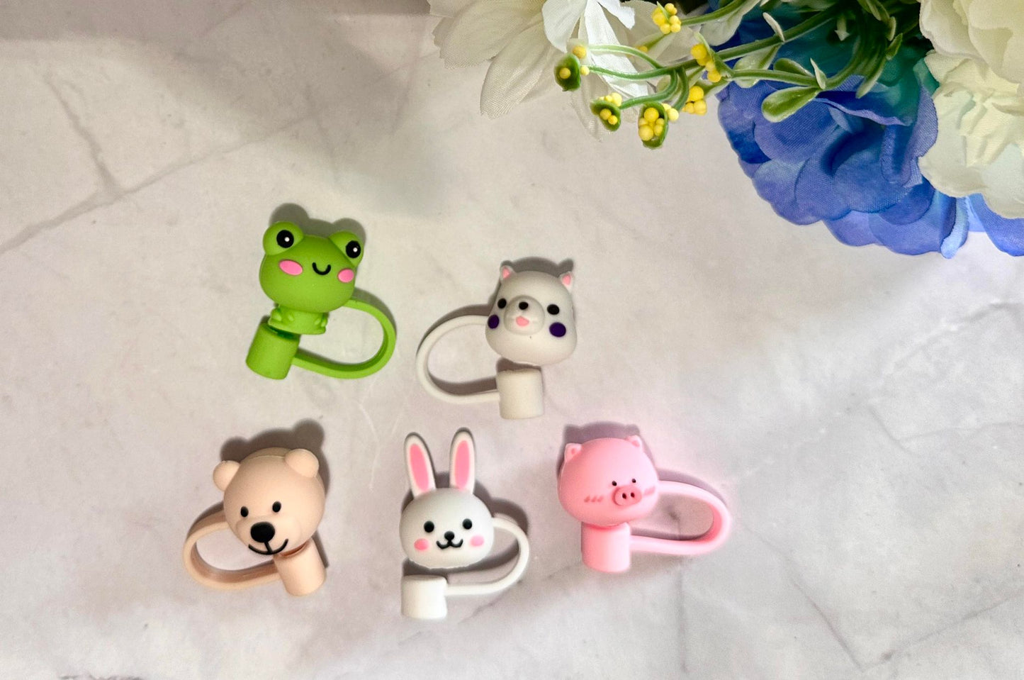 Cute Animals Straw Toppers