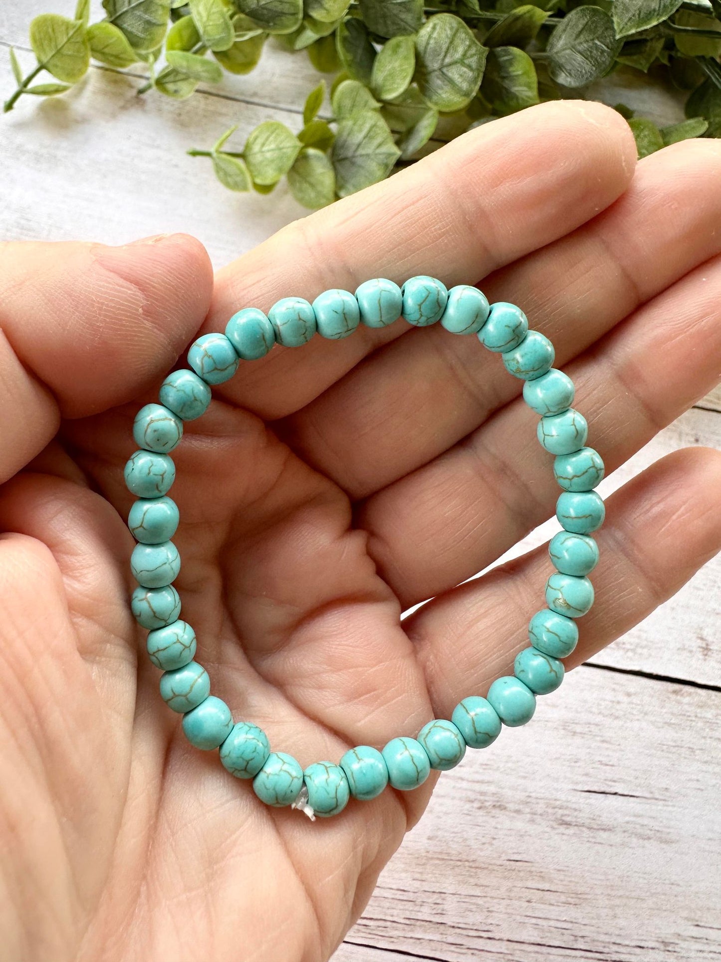 Teal Crackle Stretch Bracelet