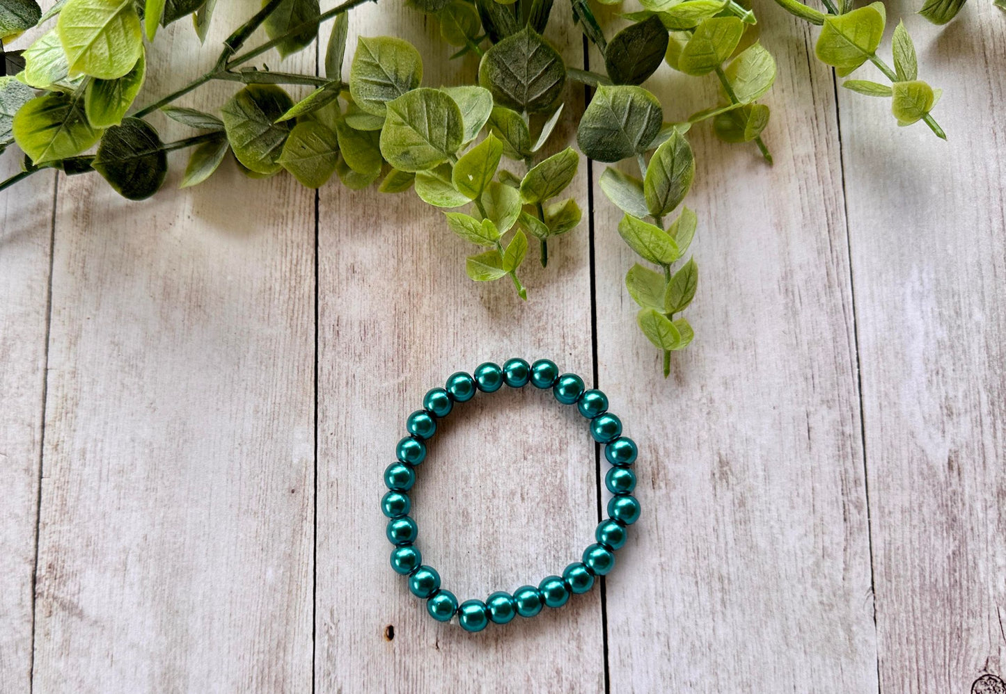 Turquoise Pearl Beaded Stretch Bracelet