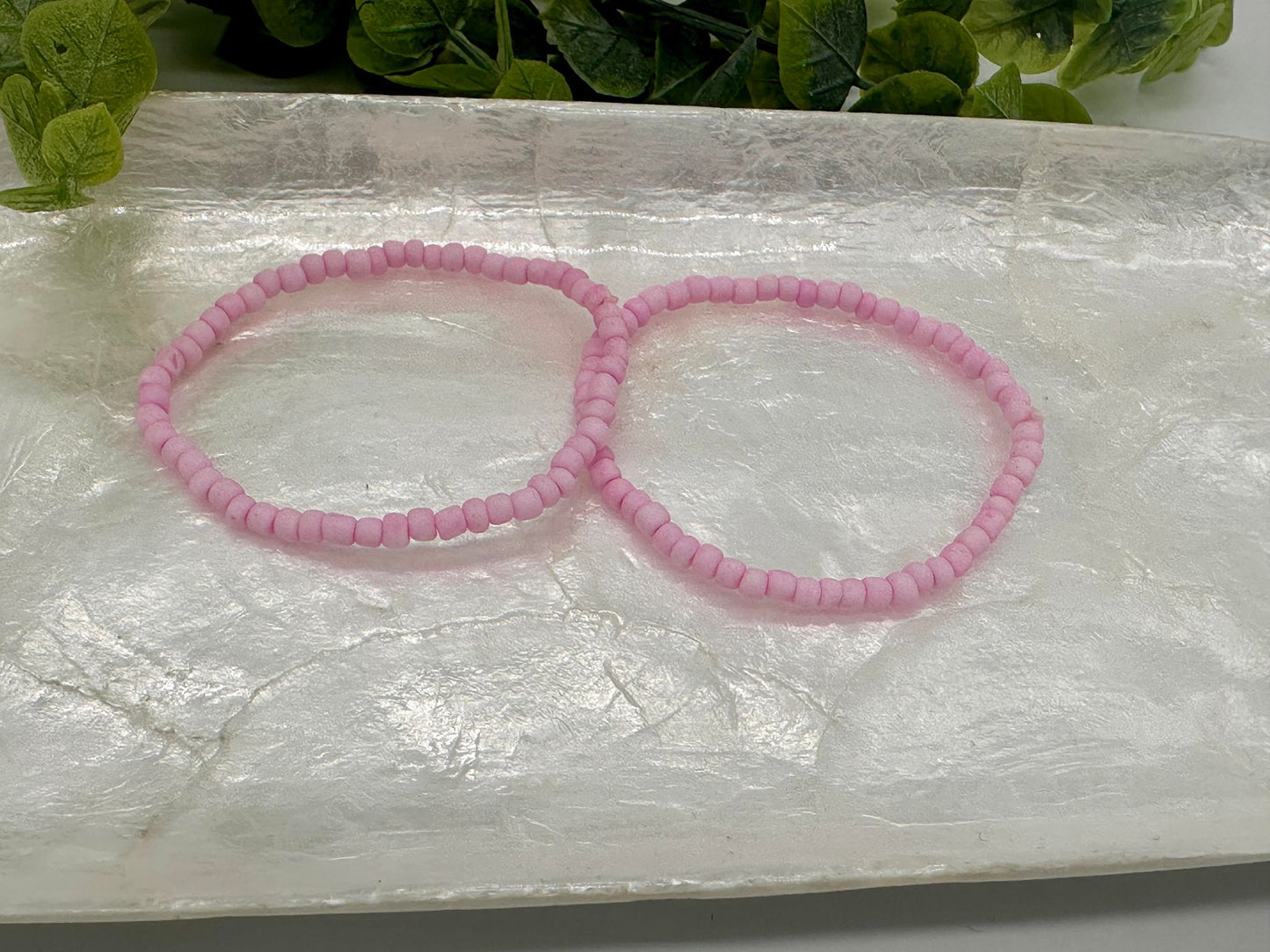Pink Matte Seed Bead Stretch Bracelet