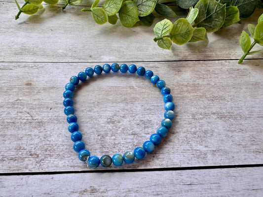 Blue Beaded Stretch Bracelet