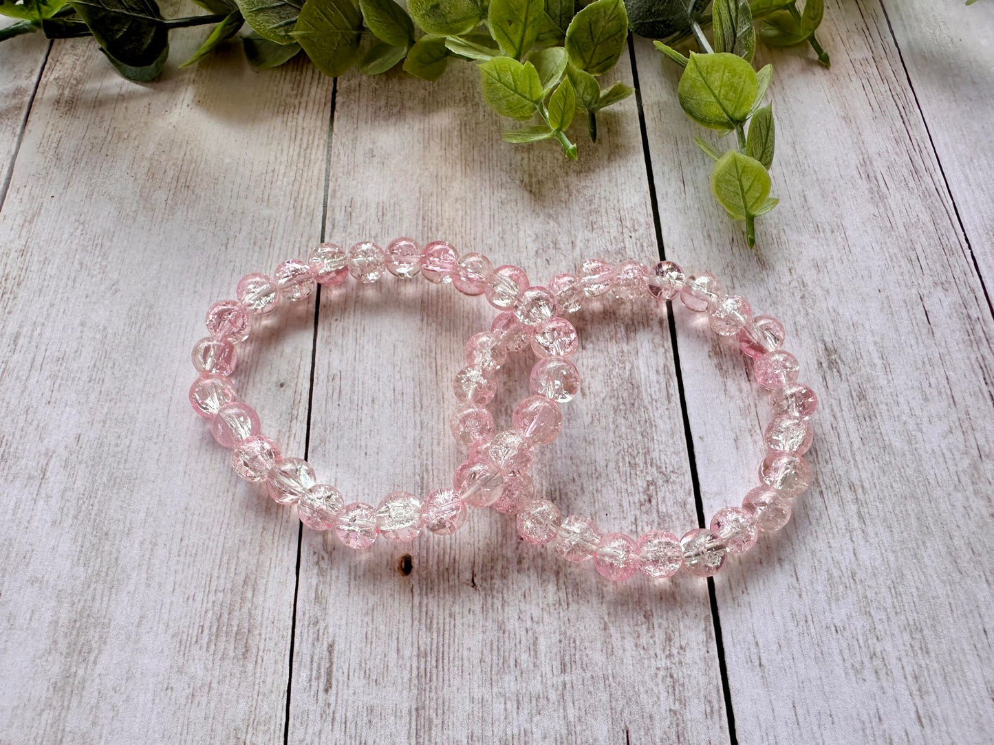 Light Pink/Clear Glass Stretch Bracelet