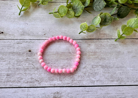 Light Pink & White Crackle Stretch Bracelet