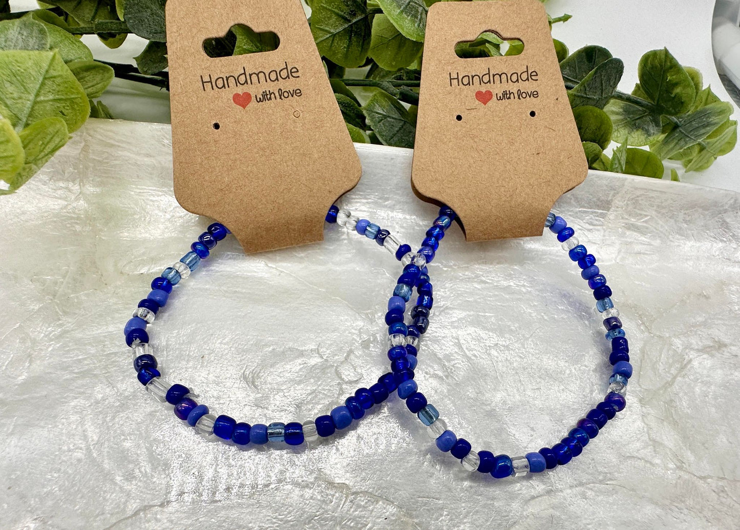 Multi Blue Seed Bead Stretch Bracelet