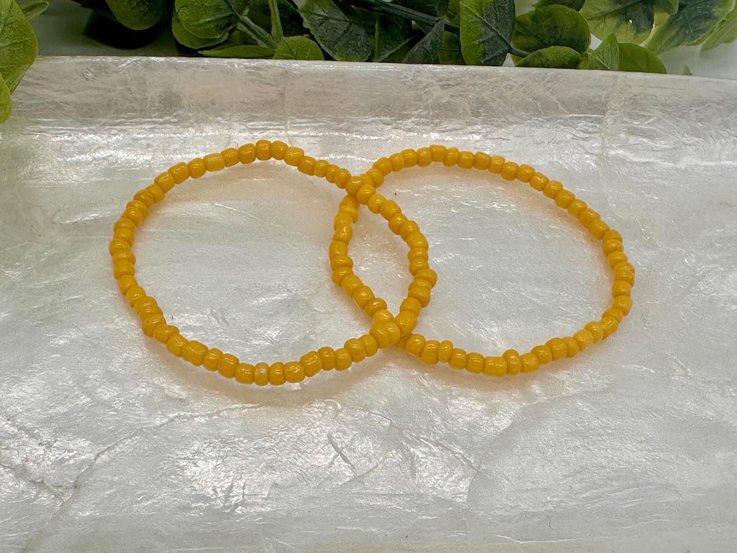 Sun Yellow Seed Bead Stretch Bracelet