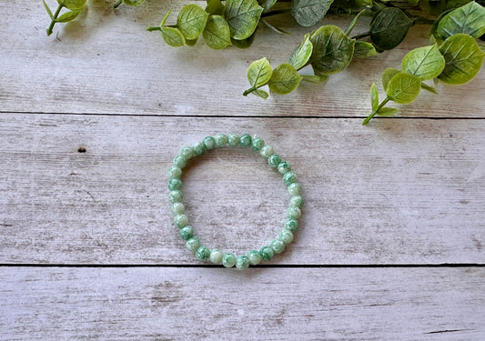 Light Green & White Crackle Stretch Bracelet