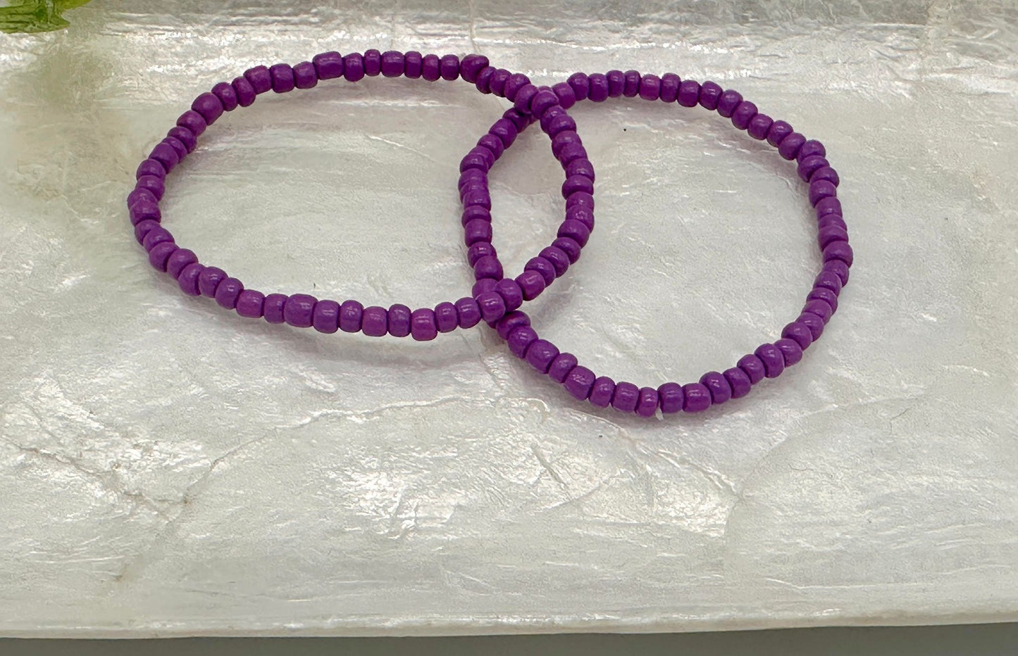 Violet Opaque Seed Bead Stretch Bracelet
