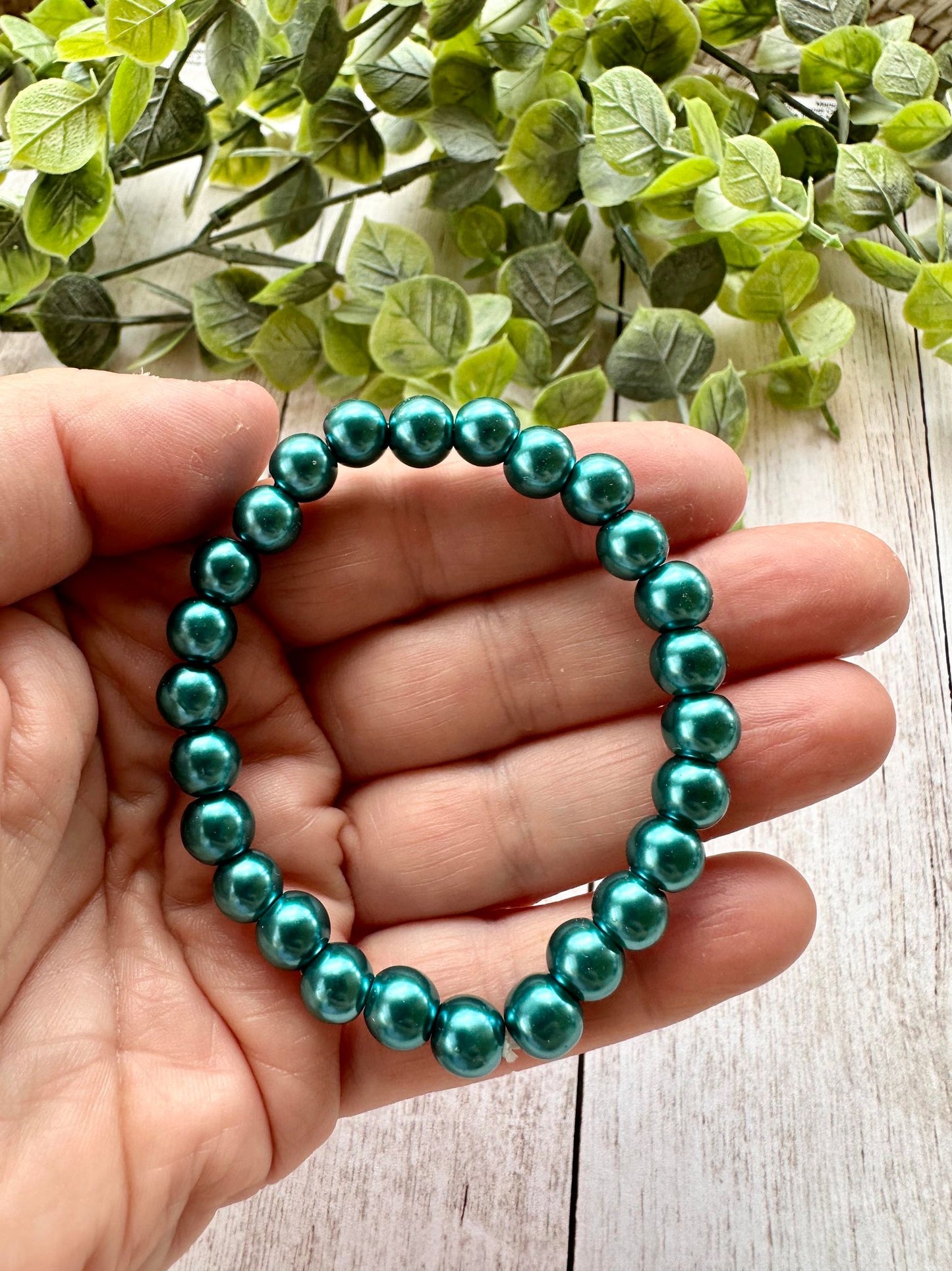 Turquoise Pearl Beaded Stretch Bracelet