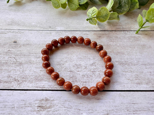 Brown Stretch Bracelet with Gold Glitter