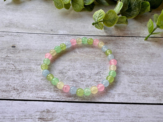 Pastel "frosted" Beaded Stretch Bracelet