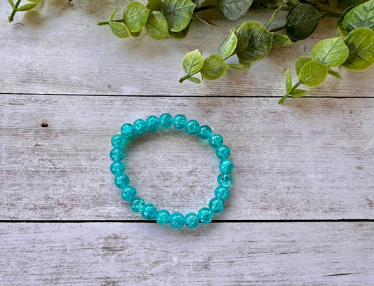 Teal Glass Stretch Bracelet