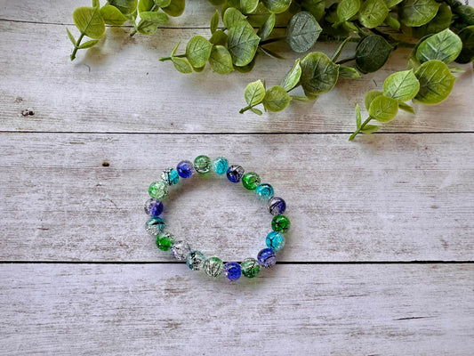 Purple/Blue/Green Cracked Stretch Bracelet