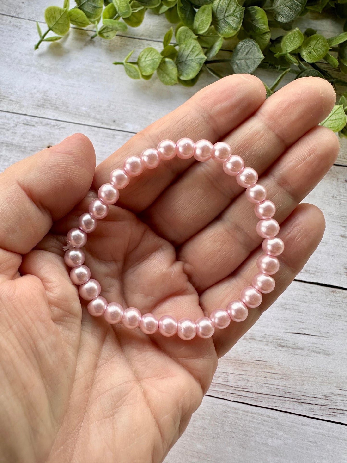 Light Pink Pearl Stretch Bracelet