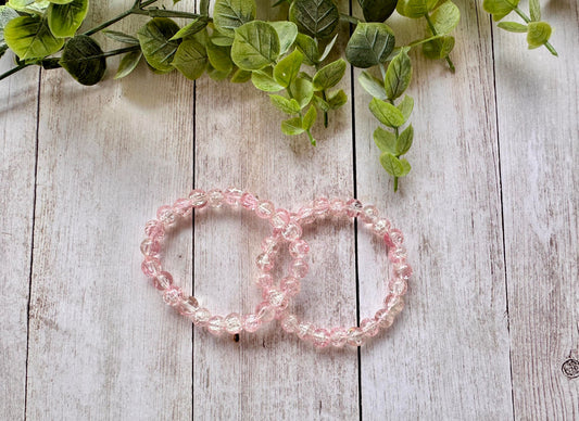 Light Pink/Clear Glass Stretch Bracelet