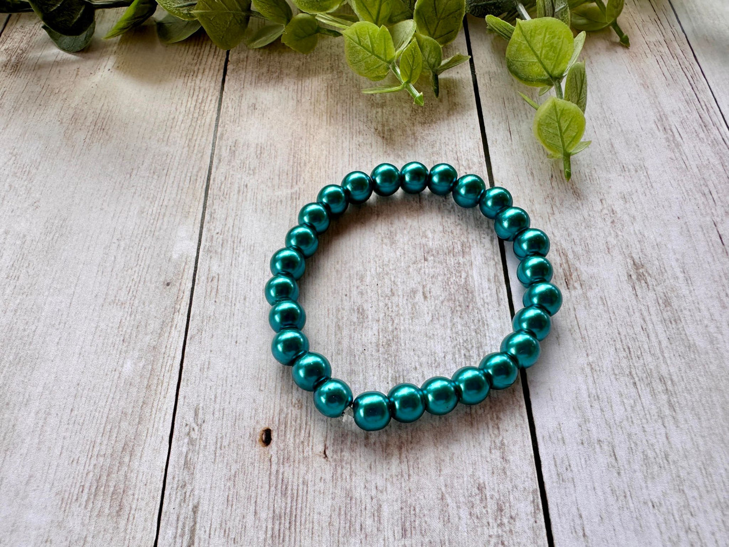 Turquoise Pearl Beaded Stretch Bracelet