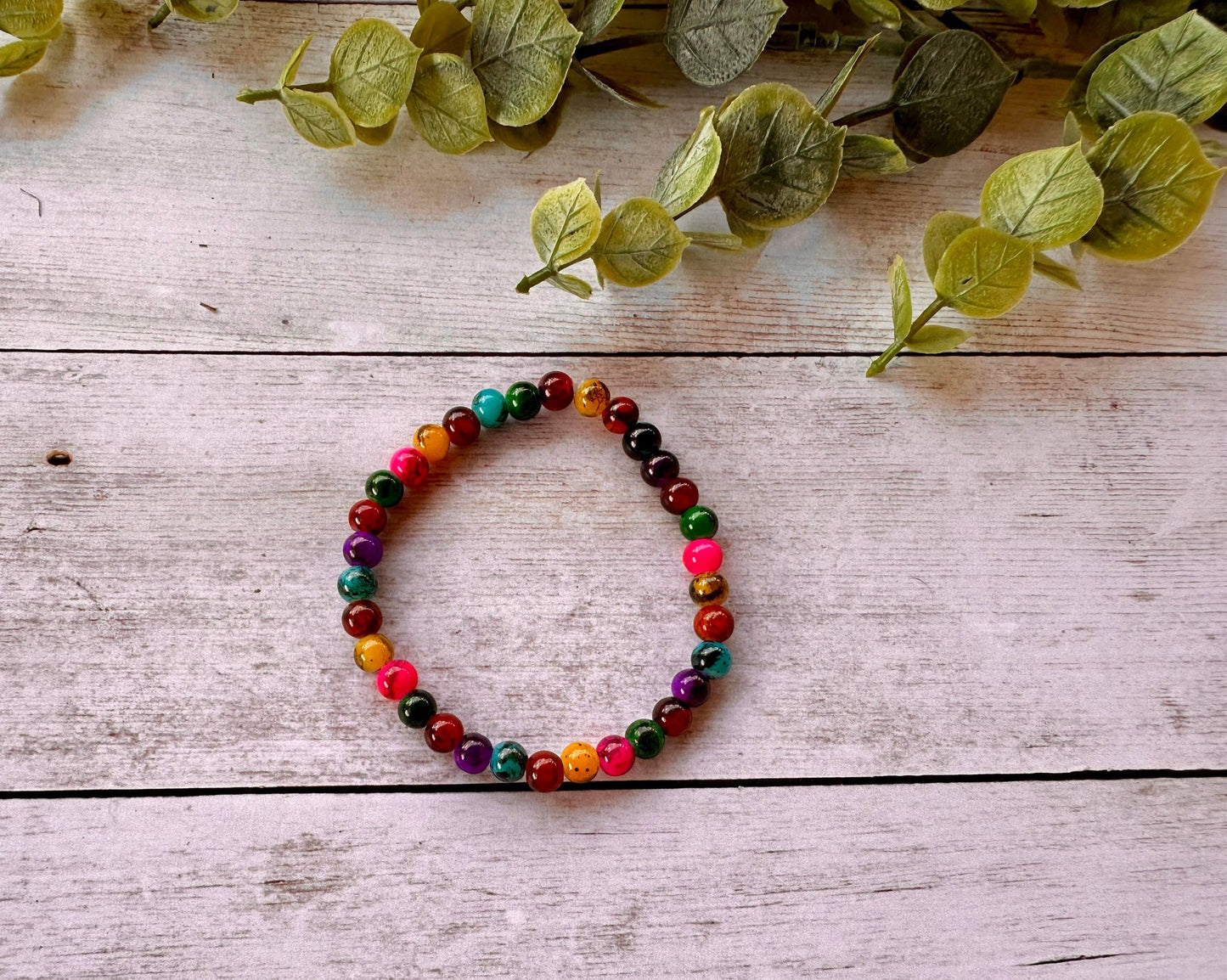 Multi Colored Crackle Stretch Bracelet